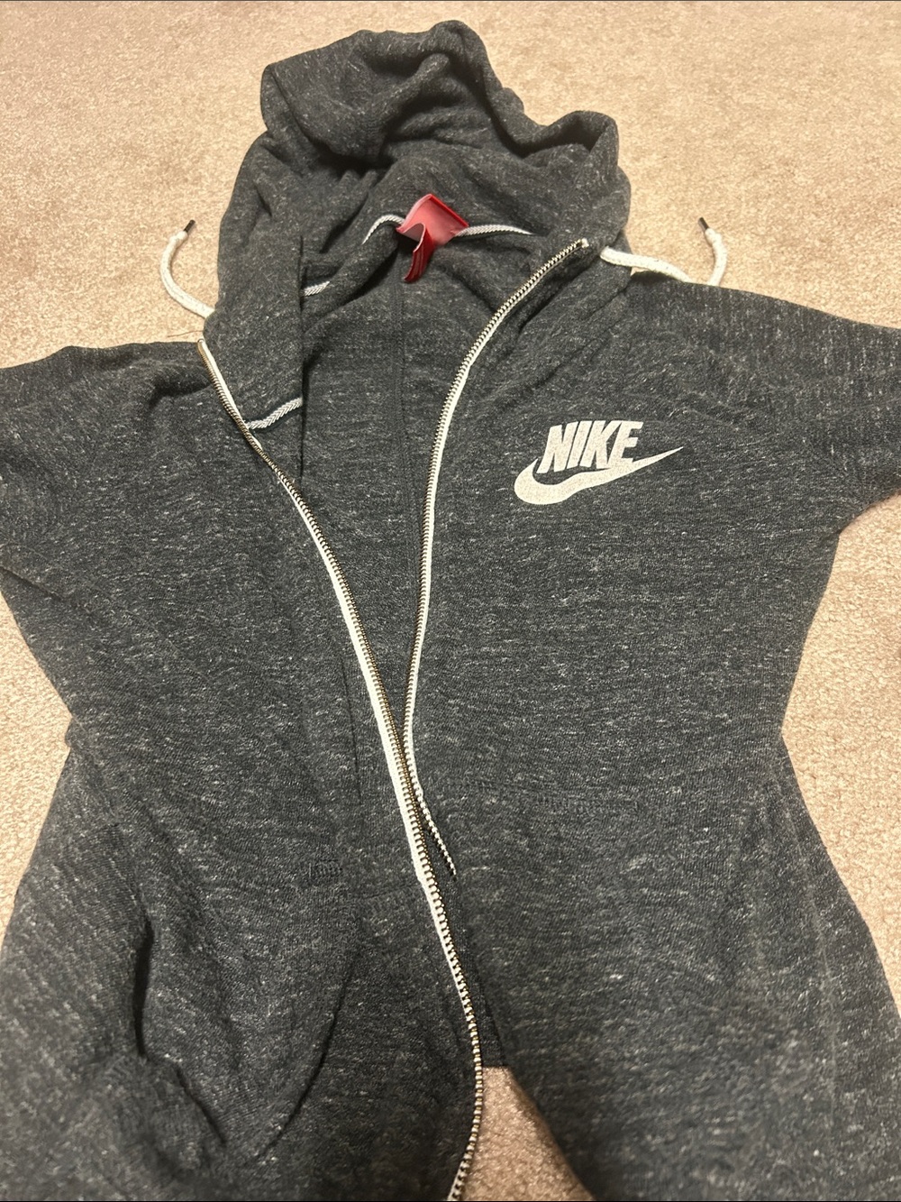 Nike Gym Hoodie Sweatshirt Full Zip Heathered Charcoal Gray Womens Vintage Sz M